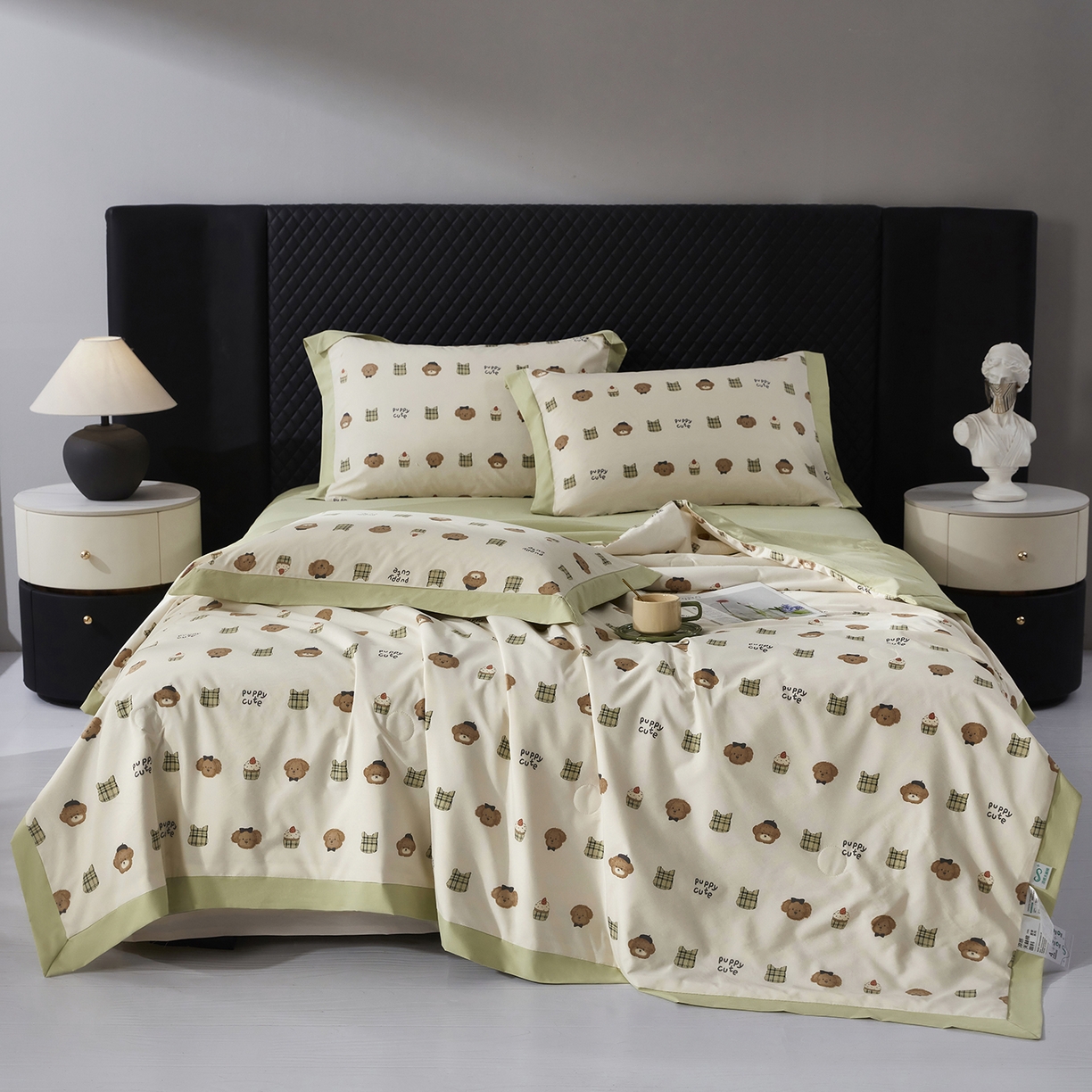 91家纺网 家纺一手货源 找家纺 网客家纺 2026新款A类凉感天丝棉夏被四件套 甜点熊