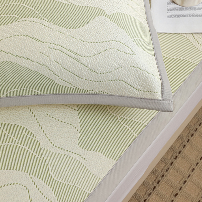 91家纺网 家纺一手货源 找家纺 富馨莱 2026新款PE乙纶高克重冰豆豆席凉感凉席单件席子平铺款学生宿舍支持一件定制尺寸 波纹-绿