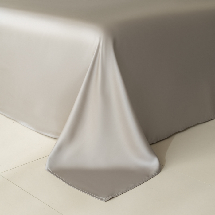 91家纺网 家纺一手货源 找家纺 禾时 2026新款60支奥地利兰精双拼纯色天丝四件套 映霜兰-霜华银