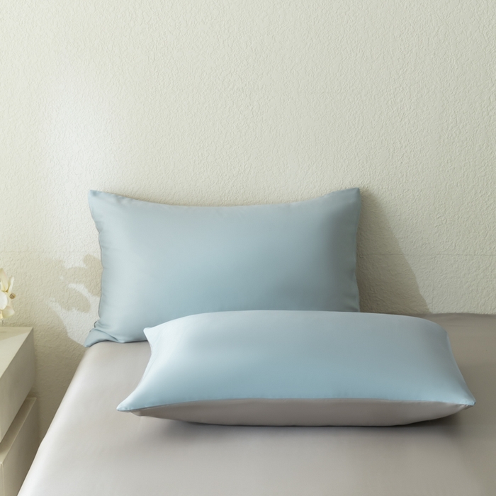 91家纺网 家纺一手货源 找家纺 禾时 2026新款60支奥地利兰精双拼纯色天丝四件套 映霜兰-霜华银