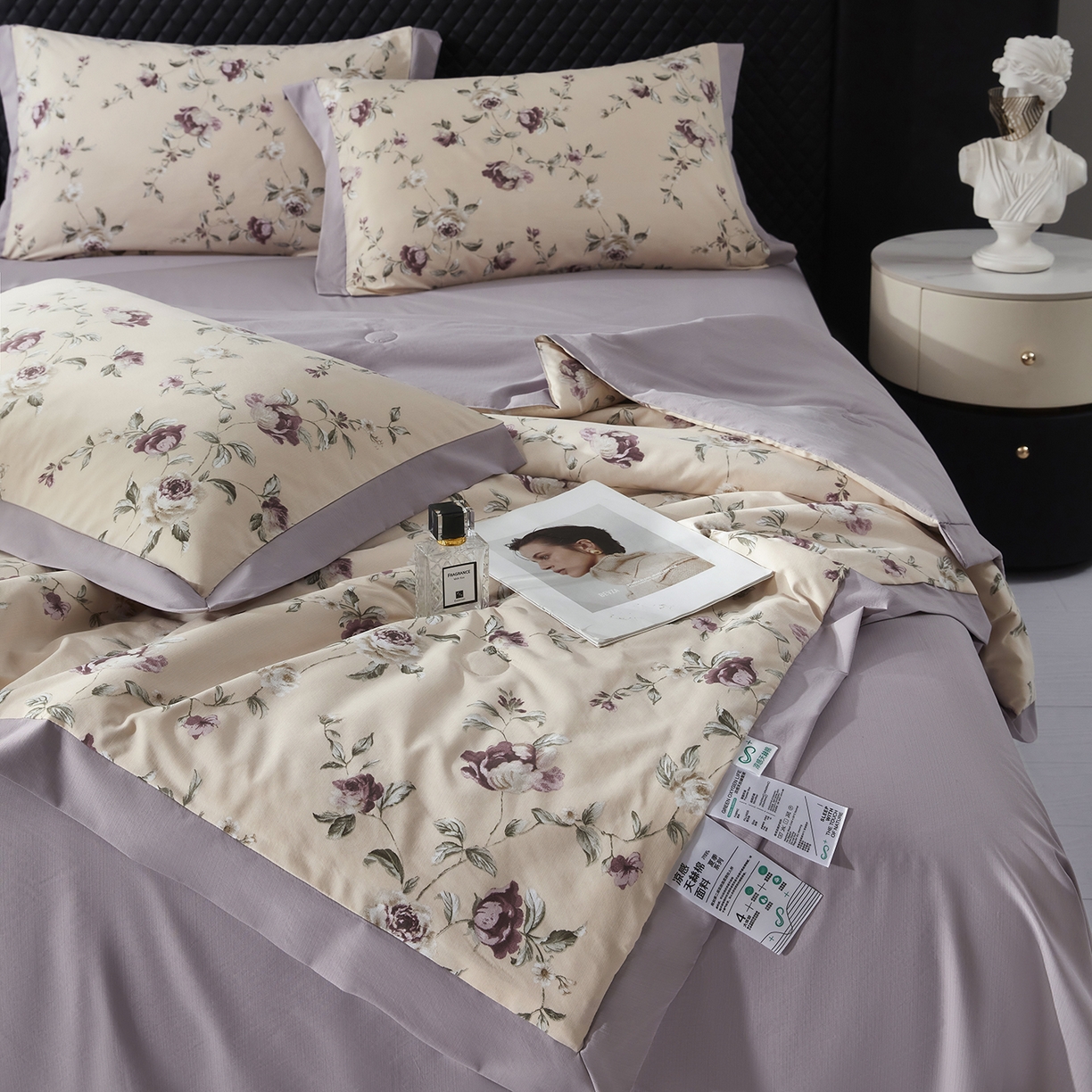 91家纺网 家纺一手货源 找家纺 网客家纺 2026新款A类凉感天丝棉夏被四件套 安妮