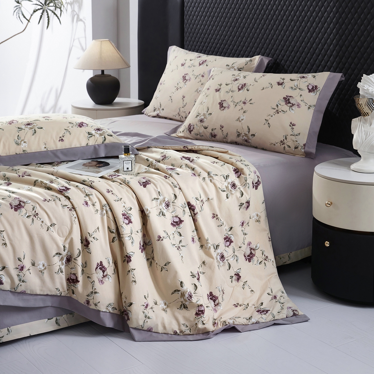 91家纺网 家纺一手货源 找家纺 网客家纺 2026新款A类凉感天丝棉夏被四件套 安妮