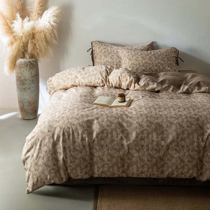 91家纺网 家纺一手货源 找家纺 若未家居 LOVEWE HOUSE 2026春夏新款全棉纯棉棉麻色织印花套件清茉系列四件套（控价 券后不低于298） 斯威特-咖