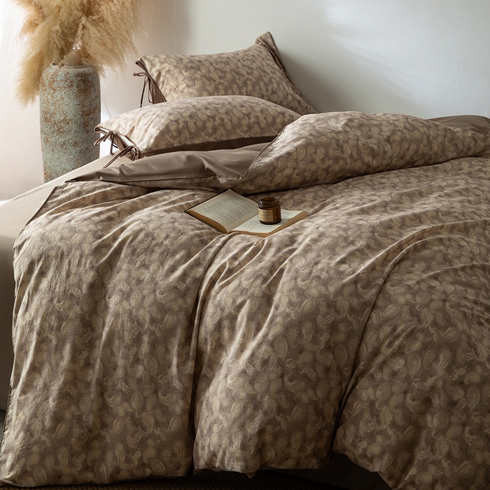 91家纺网 家纺一手货源 找家纺 若未家居 LOVEWE HOUSE 2026春夏新款全棉纯棉棉麻色织印花套件清茉系列四件套（控价 券后不低于298） 斯威特-咖