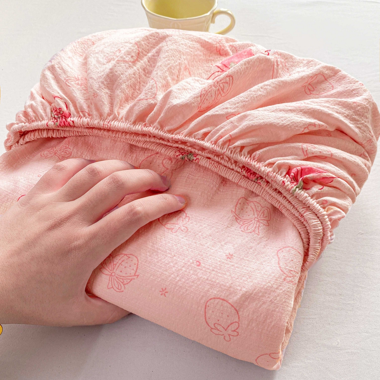 91家纺网 家纺一手货源 找家纺 （总）眠势力 2026新款双层纱床笠单件云感皱皱纱床罩三件套床垫保护套