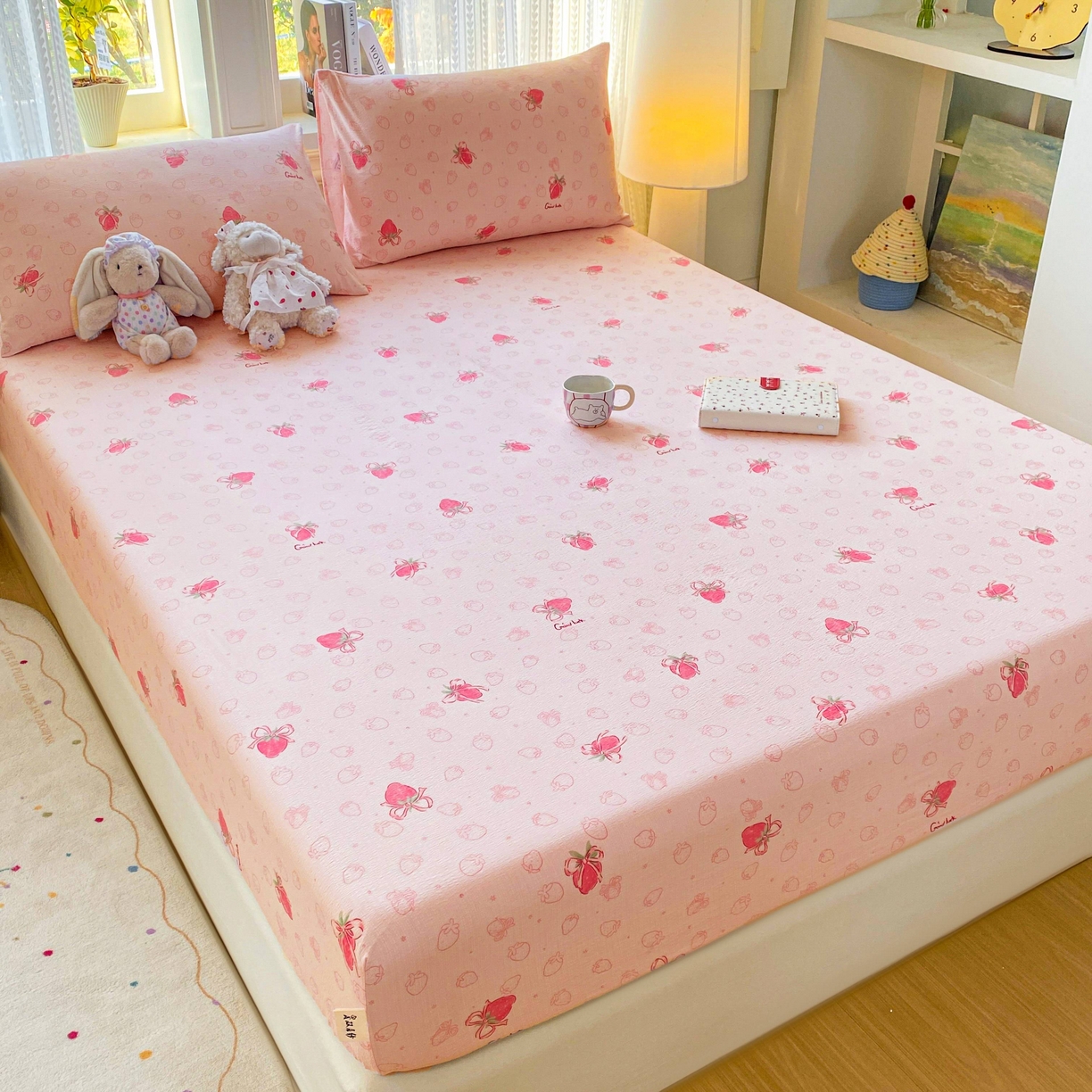 91家纺网 家纺一手货源 找家纺 （总）眠势力 2026新款双层纱床笠单件云感皱皱纱床罩三件套床垫保护套