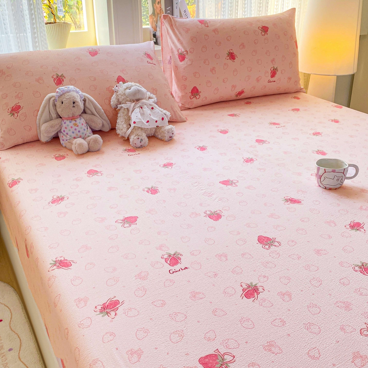 91家纺网 家纺一手货源 找家纺 （总）眠势力 2026新款双层纱床笠单件云感皱皱纱床罩三件套床垫保护套