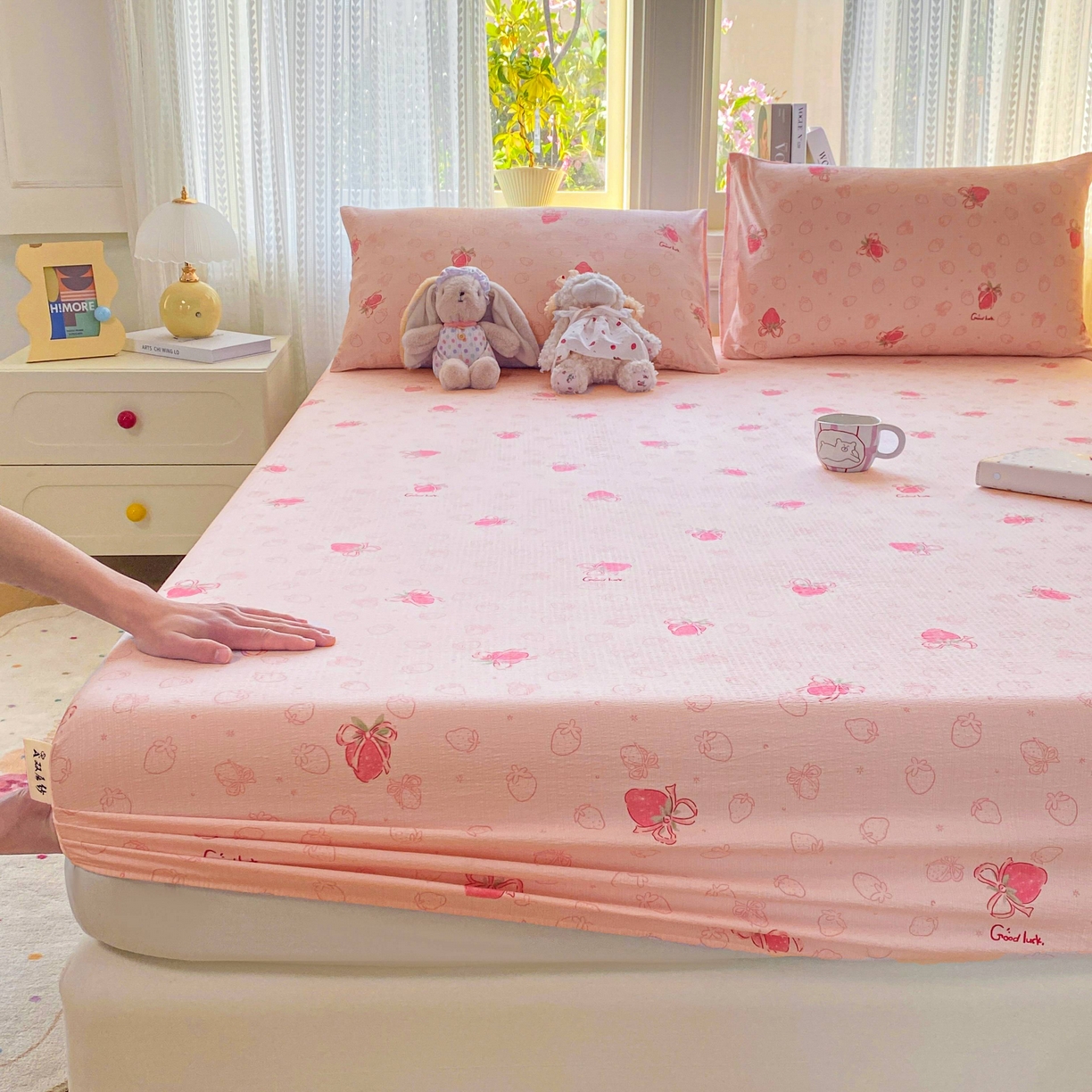 91家纺网 家纺一手货源 找家纺 （总）眠势力 2026新款双层纱床笠单件云感皱皱纱床罩三件套床垫保护套