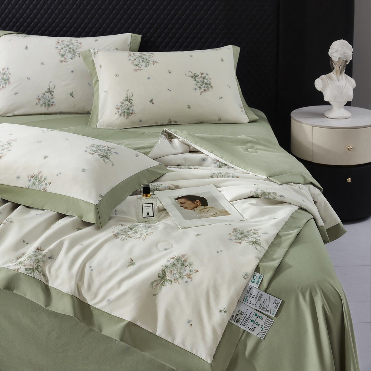 91家纺网 家纺一手货源 找家纺 网客家纺 2026新款A类凉感天丝棉夏被四件套 花束米