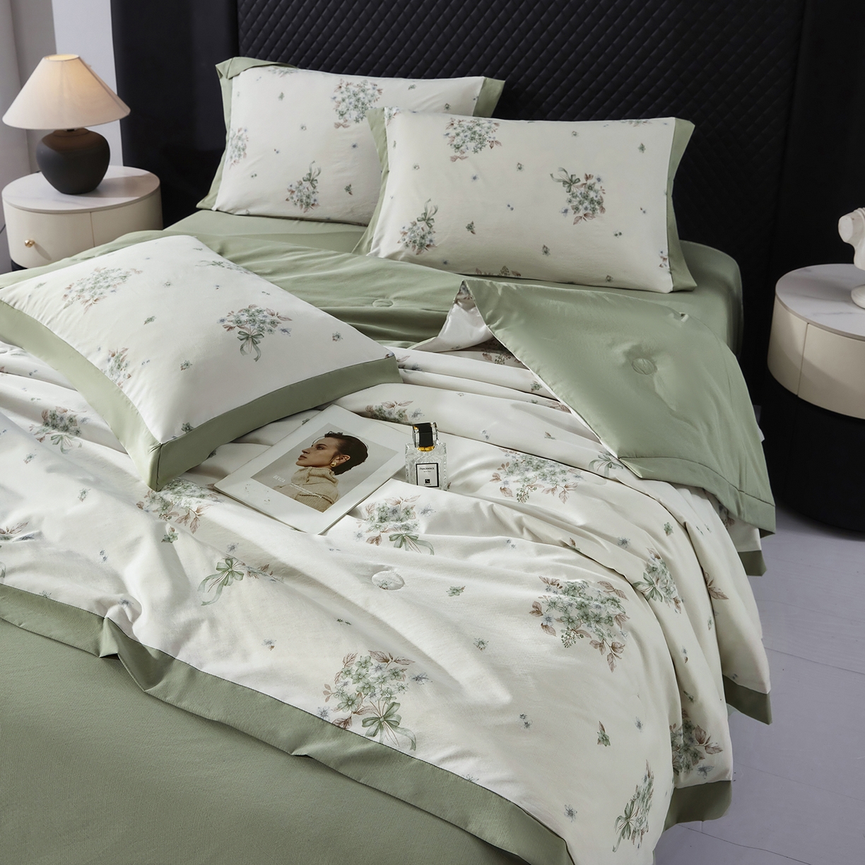 91家纺网 家纺一手货源 找家纺 网客家纺 2026新款A类凉感天丝棉夏被四件套 花束米