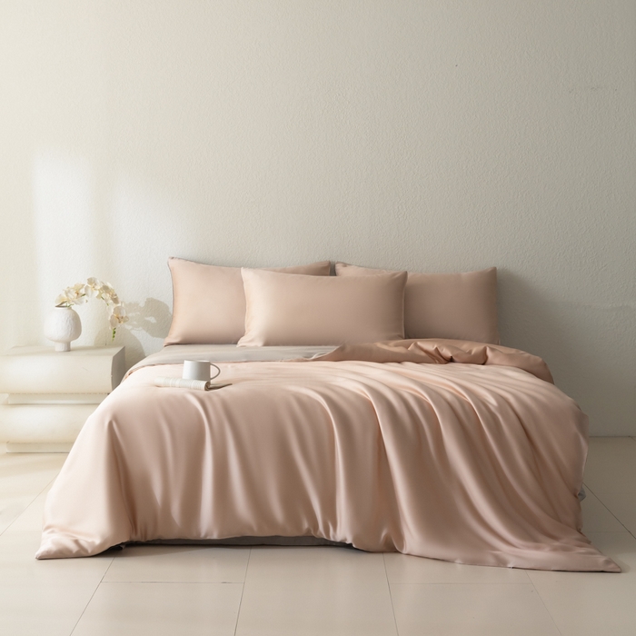 91家纺网 家纺一手货源 找家纺 禾时 2026新款60支奥地利兰精双拼纯色天丝四件套 月光石-岩石灰