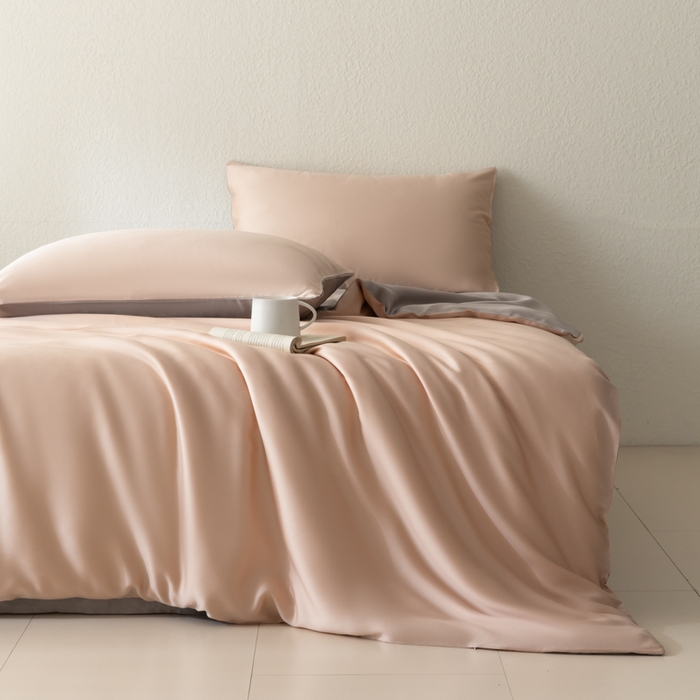 91家纺网 家纺一手货源 找家纺 禾时 2026新款60支奥地利兰精双拼纯色天丝四件套 月光石-岩石灰