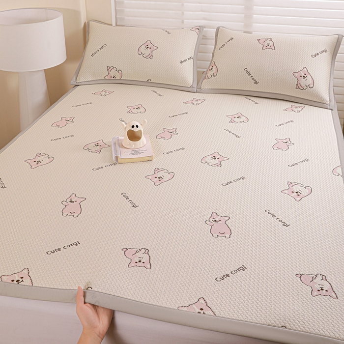 91家纺网 家纺一手货源 找家纺 富馨莱 2026新款PE乙纶高克重冰豆豆席凉感凉席单件席子平铺款学生宿舍支持一件定制尺寸 小狗-柯基