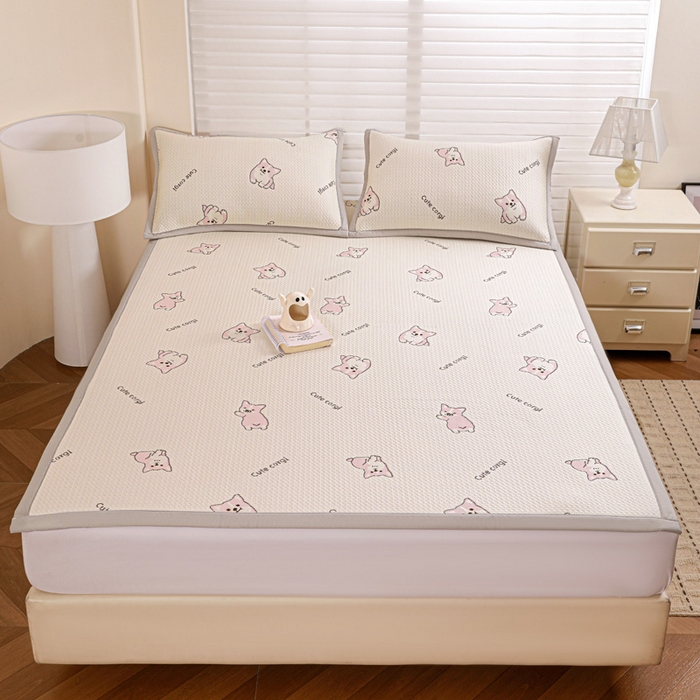 富馨莱 2026新款PE乙纶高克重冰豆豆席凉感凉席单件席子平铺款学生宿舍支持一件定制尺寸 小狗-柯基