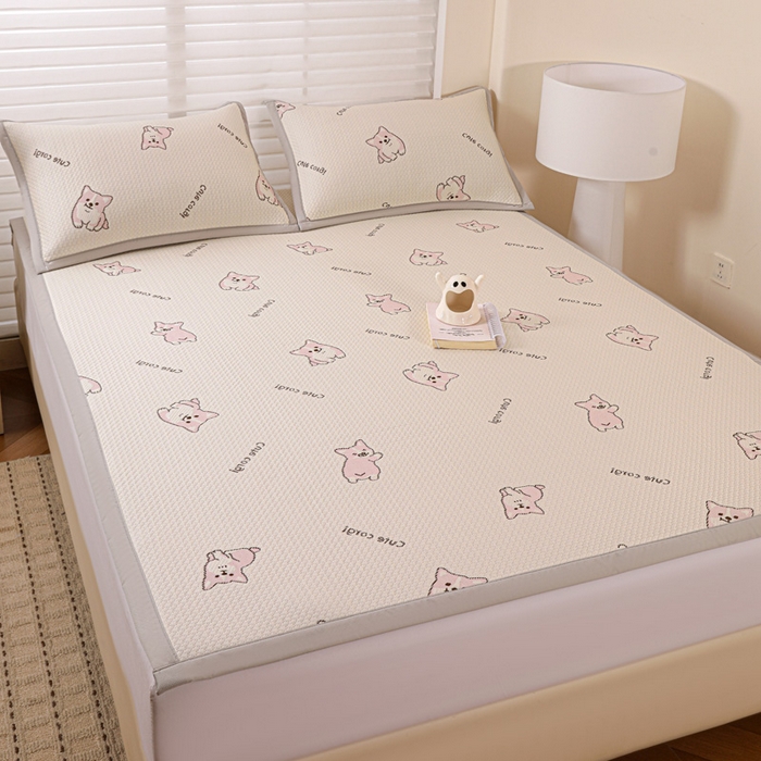 91家纺网 家纺一手货源 找家纺 富馨莱 2026新款PE乙纶高克重冰豆豆席凉感凉席单件席子平铺款学生宿舍支持一件定制尺寸 小狗-柯基