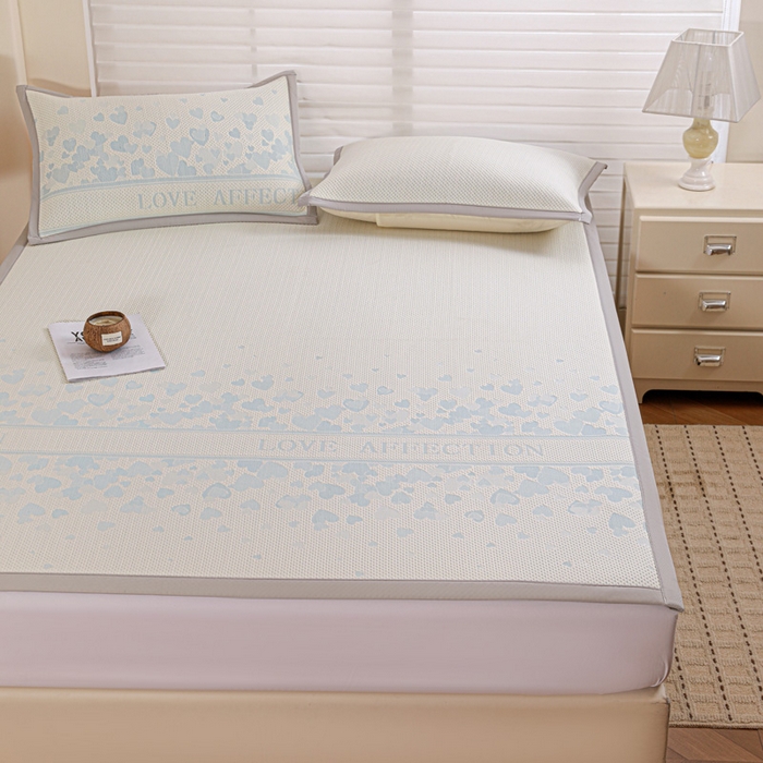 91家纺网 家纺一手货源 找家纺 富馨莱 2026新款PE乙纶高克重冰豆豆席凉感凉席单件席子平铺款学生宿舍支持一件定制尺寸 爱意满满-蓝