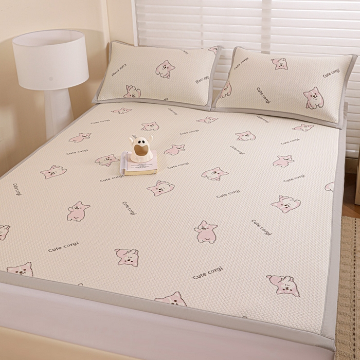 91家纺网 家纺一手货源 找家纺 富馨莱 2026新款PE乙纶高克重冰豆豆席凉感凉席单件席子平铺款学生宿舍支持一件定制尺寸 小狗-柯基