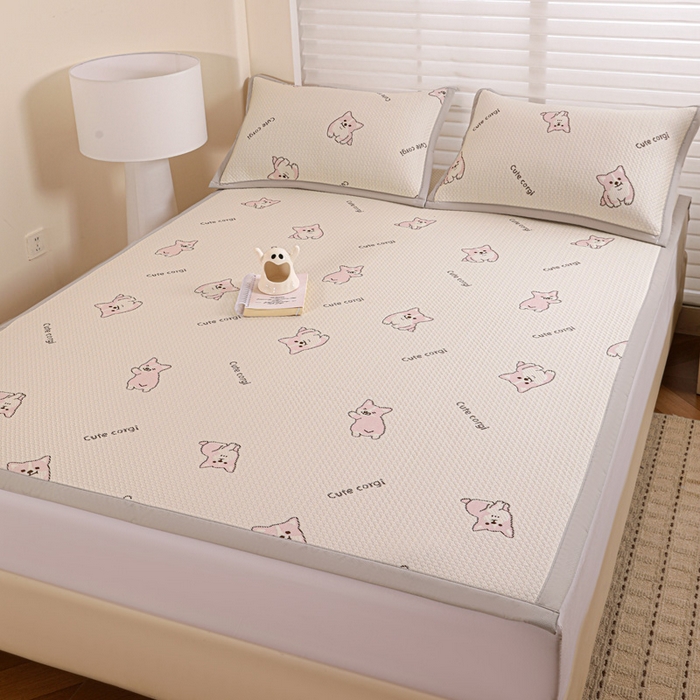 91家纺网 家纺一手货源 找家纺 富馨莱 2026新款PE乙纶高克重冰豆豆席凉感凉席单件席子平铺款学生宿舍支持一件定制尺寸 小狗-柯基