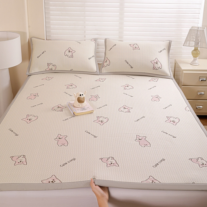 91家纺网 家纺一手货源 找家纺 富馨莱 2026新款PE乙纶高克重冰豆豆席凉感凉席单件席子平铺款学生宿舍支持一件定制尺寸 小狗-柯基