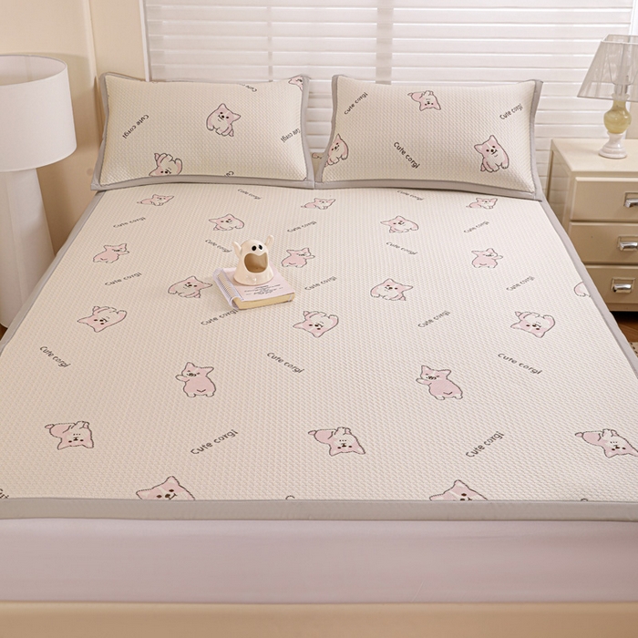 91家纺网 家纺一手货源 找家纺 富馨莱 2026新款PE乙纶高克重冰豆豆席凉感凉席单件席子平铺款学生宿舍支持一件定制尺寸 小狗-柯基