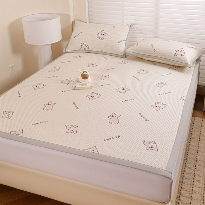 91家纺网 家纺一手货源 找家纺 富馨莱 2026新款PE乙纶高克重冰豆豆席凉感凉席单件席子平铺款学生宿舍支持一件定制尺寸 小狗-柯基