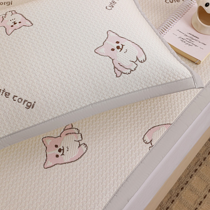 91家纺网 家纺一手货源 找家纺 富馨莱 2026新款PE乙纶高克重冰豆豆席凉感凉席单件席子平铺款学生宿舍支持一件定制尺寸 小狗-柯基