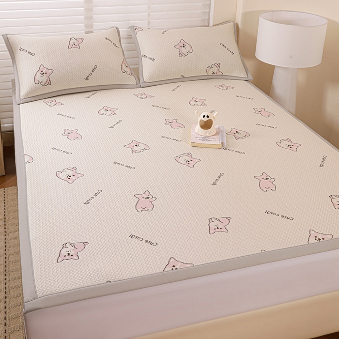 91家纺网 家纺一手货源 找家纺 富馨莱 2026新款PE乙纶高克重冰豆豆席凉感凉席单件席子平铺款学生宿舍支持一件定制尺寸 小狗-柯基