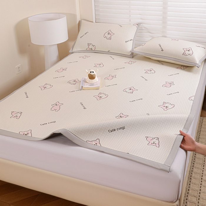 91家纺网 家纺一手货源 找家纺 富馨莱 2026新款PE乙纶高克重冰豆豆席凉感凉席单件席子平铺款学生宿舍支持一件定制尺寸 小狗-柯基