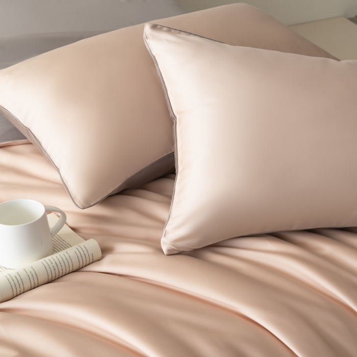 91家纺网 家纺一手货源 找家纺 禾时 2026新款60支奥地利兰精双拼纯色天丝四件套 月光石-岩石灰