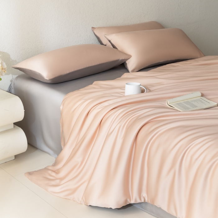 91家纺网 家纺一手货源 找家纺 禾时 2026新款60支奥地利兰精双拼纯色天丝四件套 月光石-岩石灰