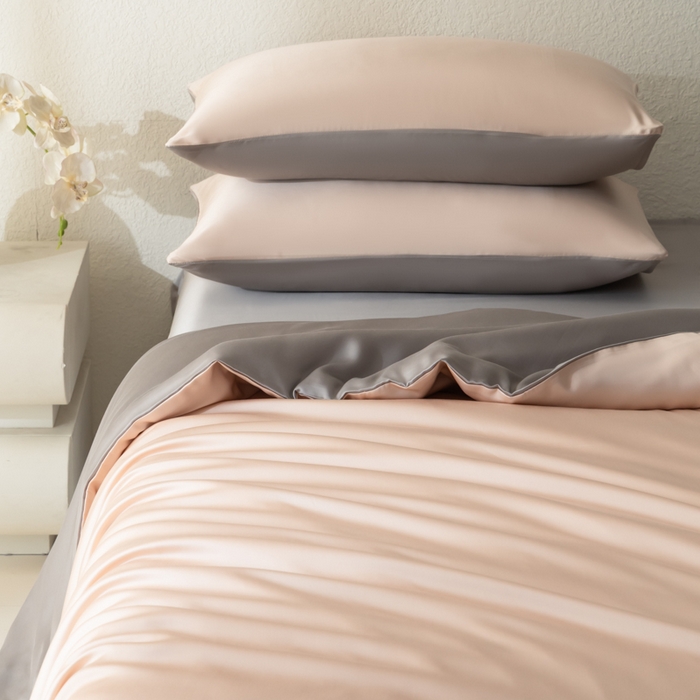 91家纺网 家纺一手货源 找家纺 禾时 2026新款60支奥地利兰精双拼纯色天丝四件套 月光石-岩石灰