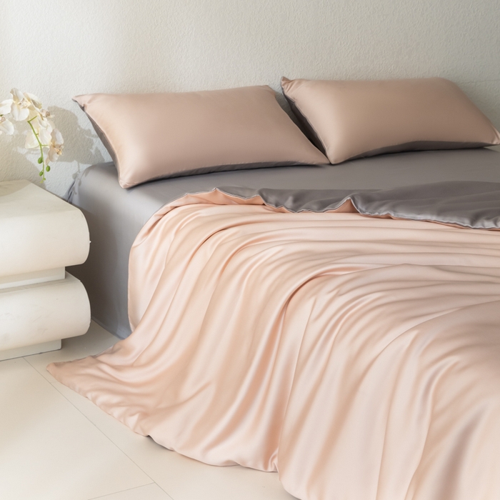 91家纺网 家纺一手货源 找家纺 禾时 2026新款60支奥地利兰精双拼纯色天丝四件套 月光石-岩石灰