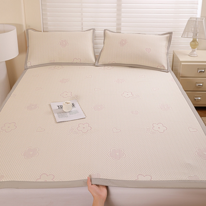 91家纺网 家纺一手货源 找家纺 富馨莱 2026新款PE乙纶高克重冰豆豆席凉感凉席单件席子平铺款学生宿舍支持一件定制尺寸 花儿朵朵