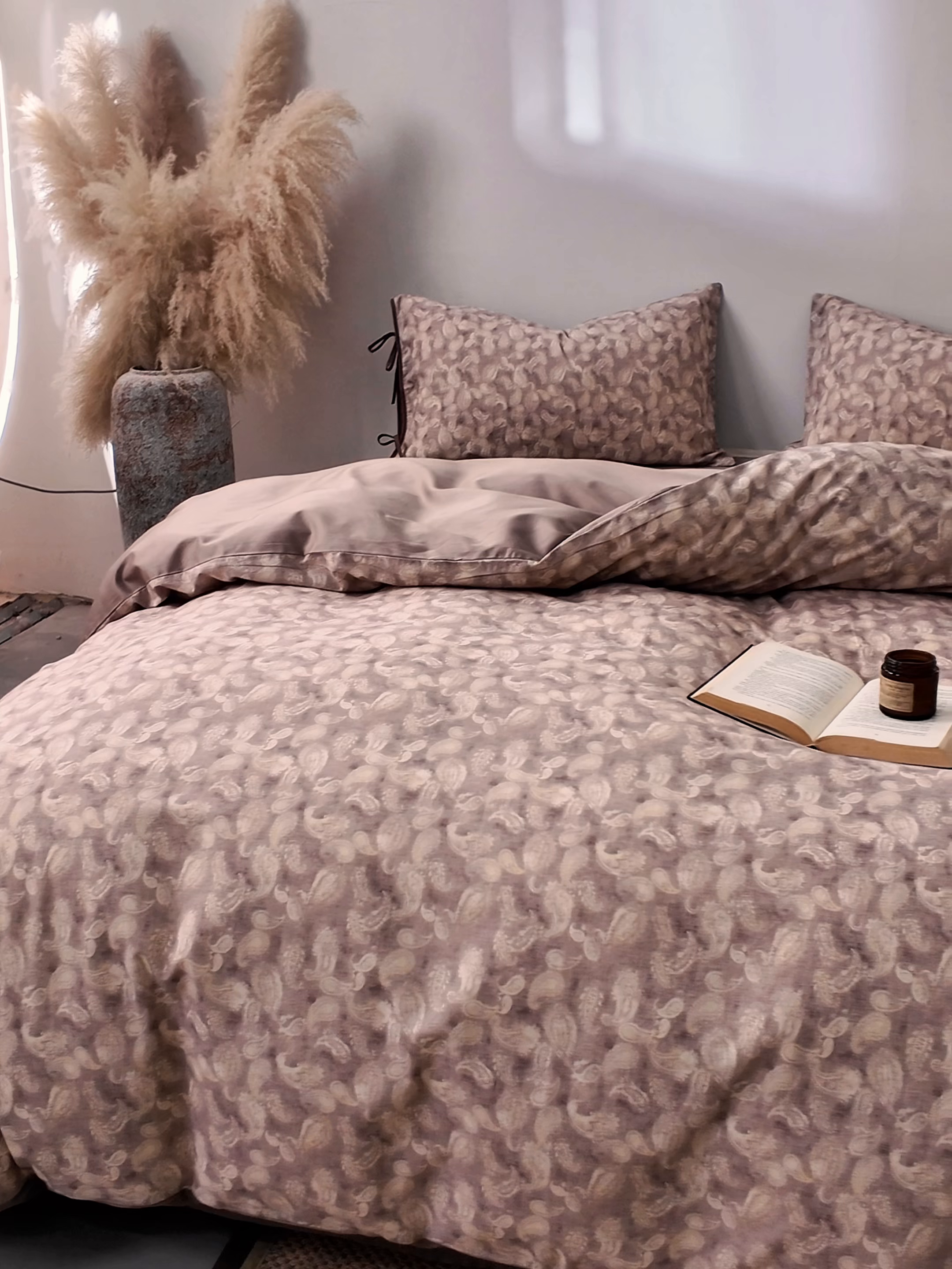 91家纺网 家纺一手货源 找家纺 若未家居 LOVEWE HOUSE 2026春夏新款全棉纯棉棉麻色织印花套件清茉系列四件套（控价 券后不低于298） 斯威特-咖