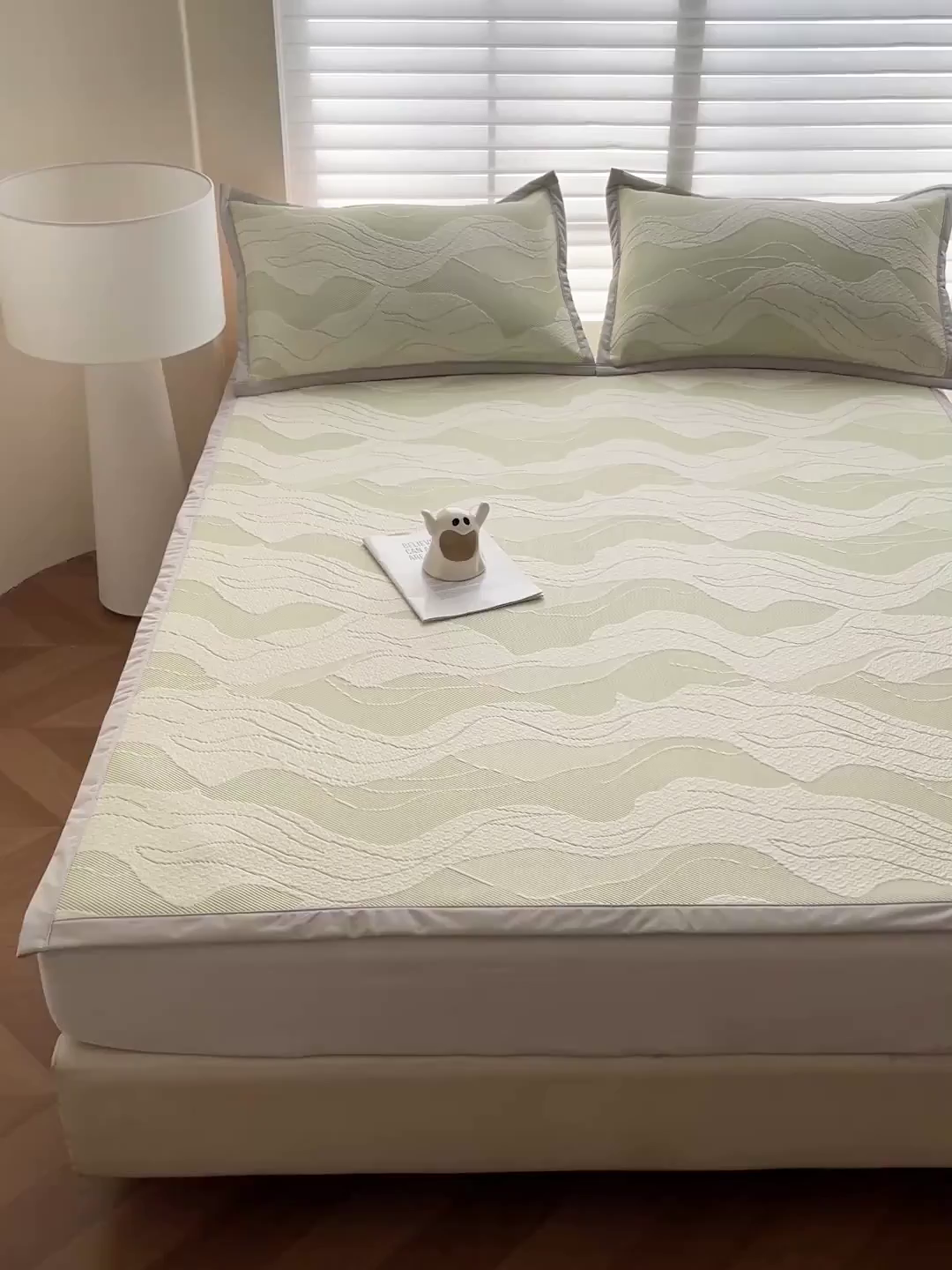 91家纺网 家纺一手货源 找家纺 富馨莱 2026新款PE乙纶高克重冰豆豆席凉感凉席单件席子平铺款学生宿舍支持一件定制尺寸 波纹-绿