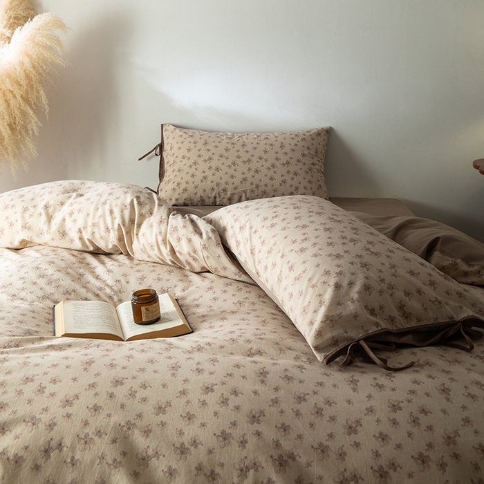 91家纺网 家纺一手货源 找家纺 若未家居 LOVEWE HOUSE 2026春夏新款全棉纯棉棉麻色织印花套件清茉系列四件套（控价 券后不低于298） 盛夏花园