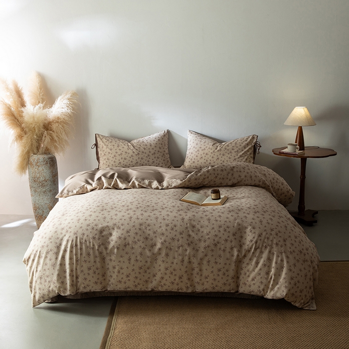 91家纺网 家纺一手货源 找家纺 若未家居 LOVEWE HOUSE 2026春夏新款全棉纯棉棉麻色织印花套件清茉系列四件套（控价 券后不低于298） 盛夏花园