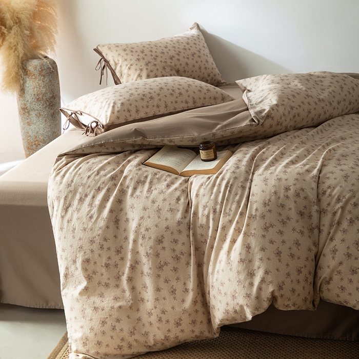 91家纺网 家纺一手货源 找家纺 若未家居 LOVEWE HOUSE 2026春夏新款全棉纯棉棉麻色织印花套件清茉系列四件套（控价 券后不低于298） 盛夏花园