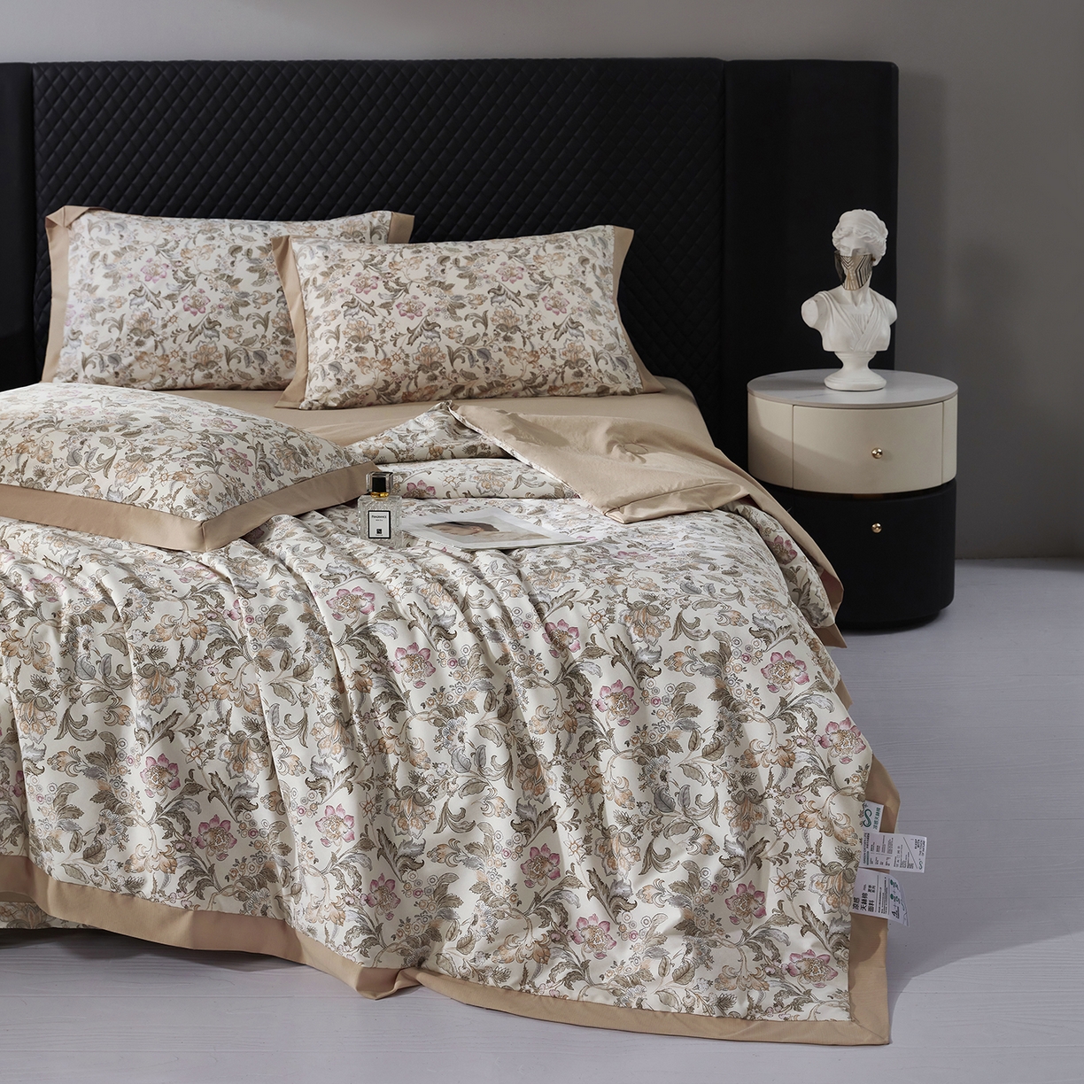 91家纺网 家纺一手货源 找家纺 网客家纺 2026新款A类凉感天丝棉夏被四件套 凯西亚