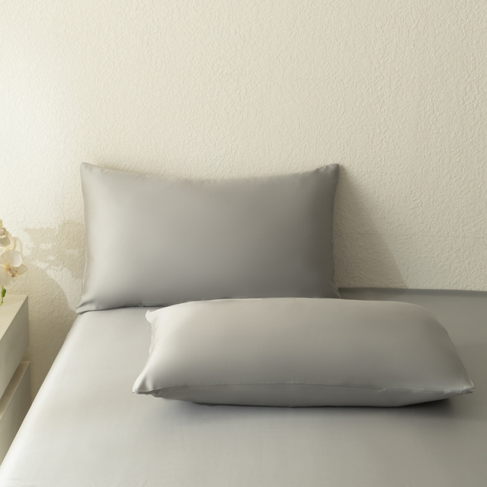 91家纺网 家纺一手货源 找家纺 禾时 2026新款60支奥地利兰精双拼纯色天丝四件套 云纱灰