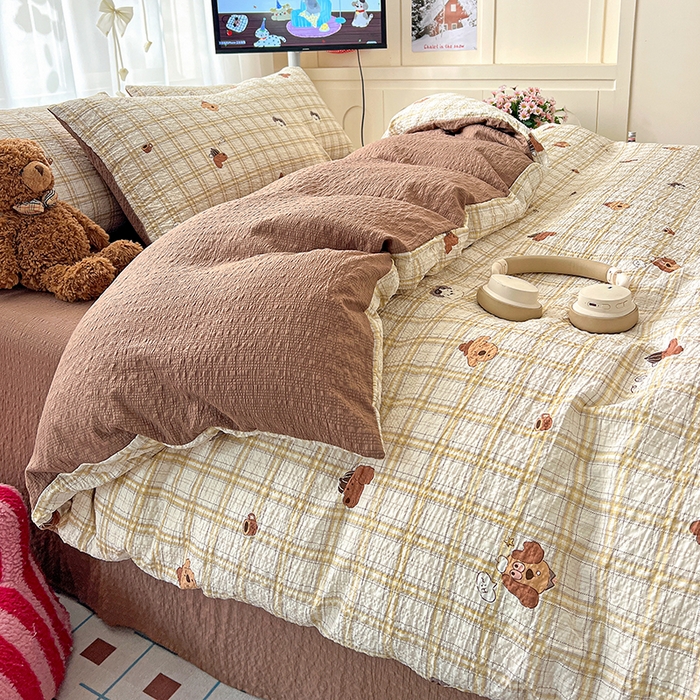 91家纺网 家纺一手货源 找家纺 （总）仟网汇 2026新款简单款泡芙纱印花四件套