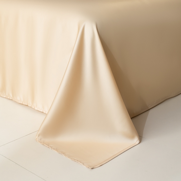 91家纺网 家纺一手货源 找家纺 禾时 2026新款60支奥地利兰精双拼纯色天丝四件套 芝士黄-沙茶色