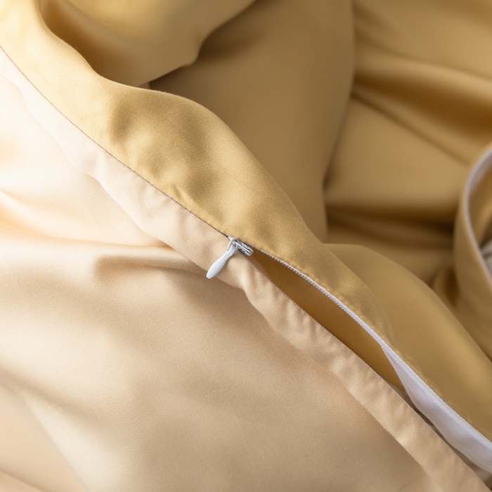 91家纺网 家纺一手货源 找家纺 禾时 2026新款60支奥地利兰精双拼纯色天丝四件套 芝士黄-沙茶色