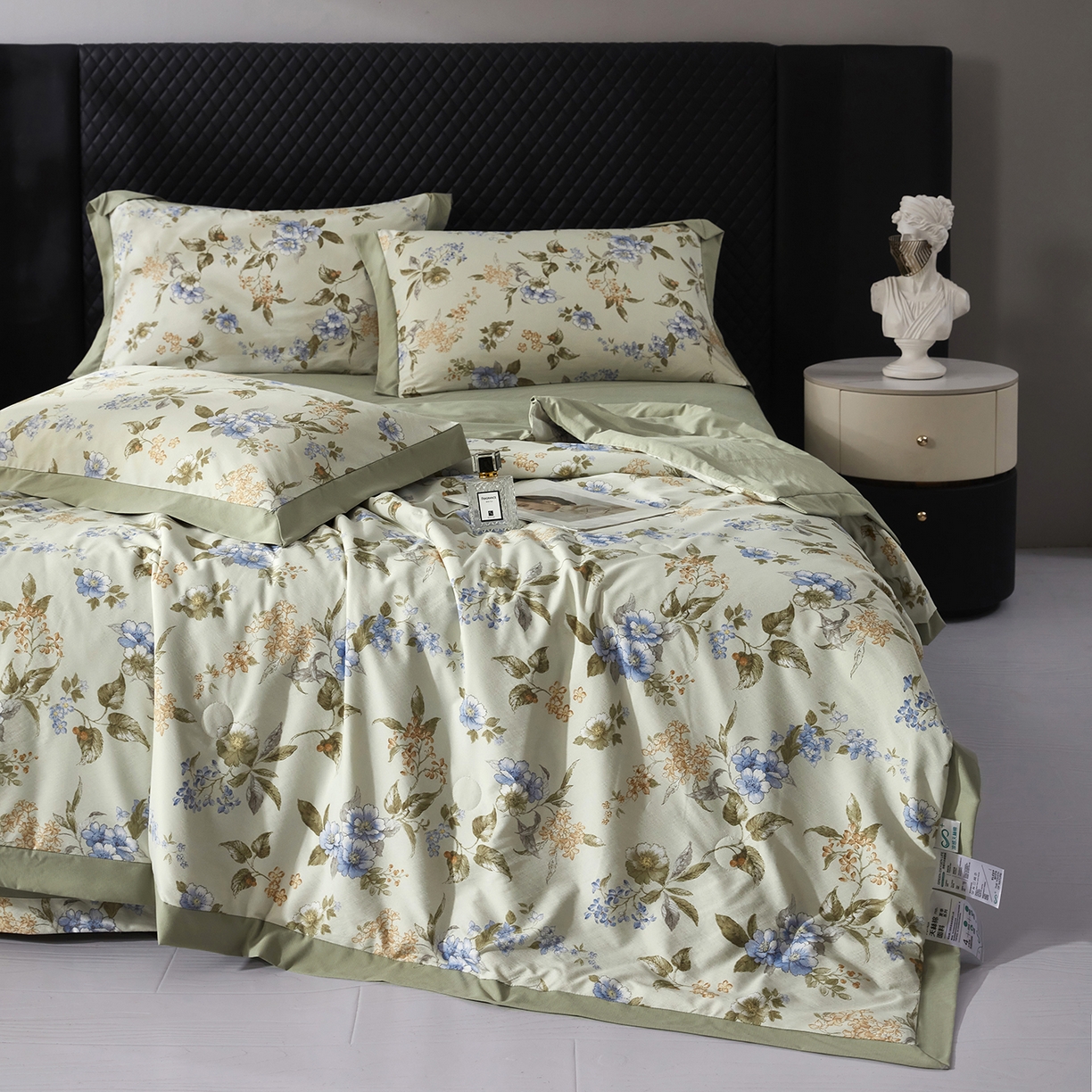 91家纺网 家纺一手货源 找家纺 网客家纺 2026新款A类凉感天丝棉夏被四件套 松香