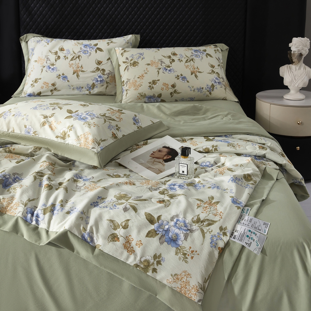 91家纺网 家纺一手货源 找家纺 网客家纺 2026新款A类凉感天丝棉夏被四件套 松香