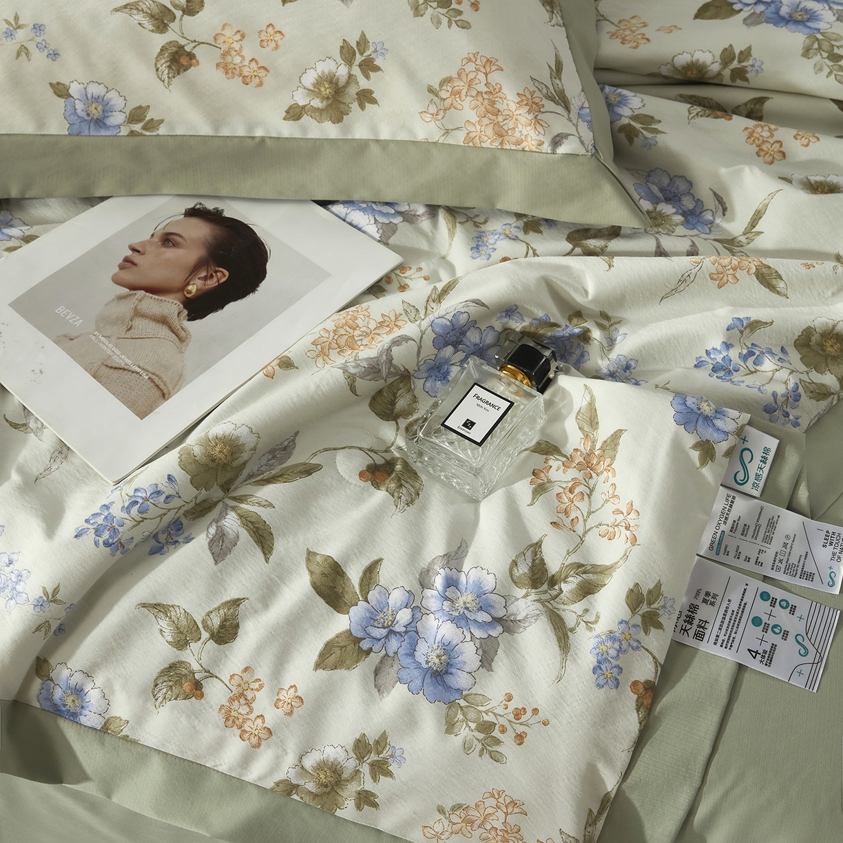 91家纺网 家纺一手货源 找家纺 网客家纺 2026新款A类凉感天丝棉夏被四件套 松香