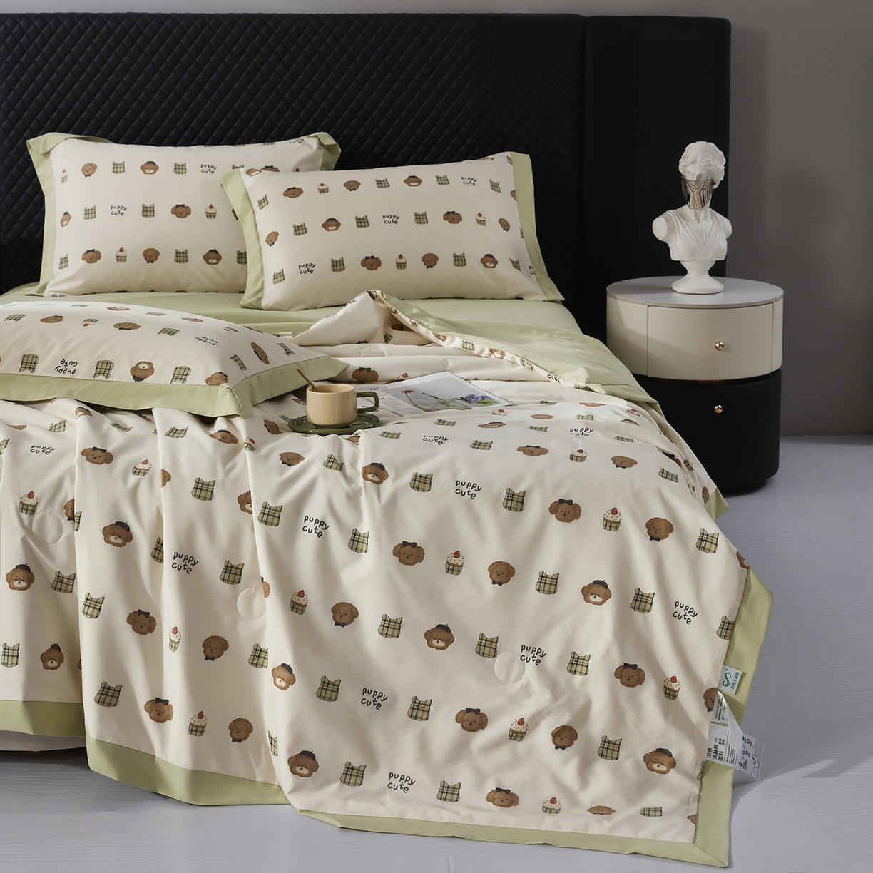 91家纺网 家纺一手货源 找家纺 网客家纺 2026新款A类凉感天丝棉夏被四件套 甜点熊