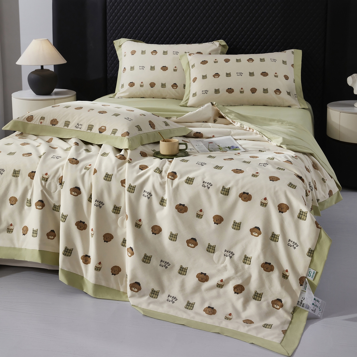 91家纺网 家纺一手货源 找家纺 网客家纺 2026新款A类凉感天丝棉夏被四件套 甜点熊