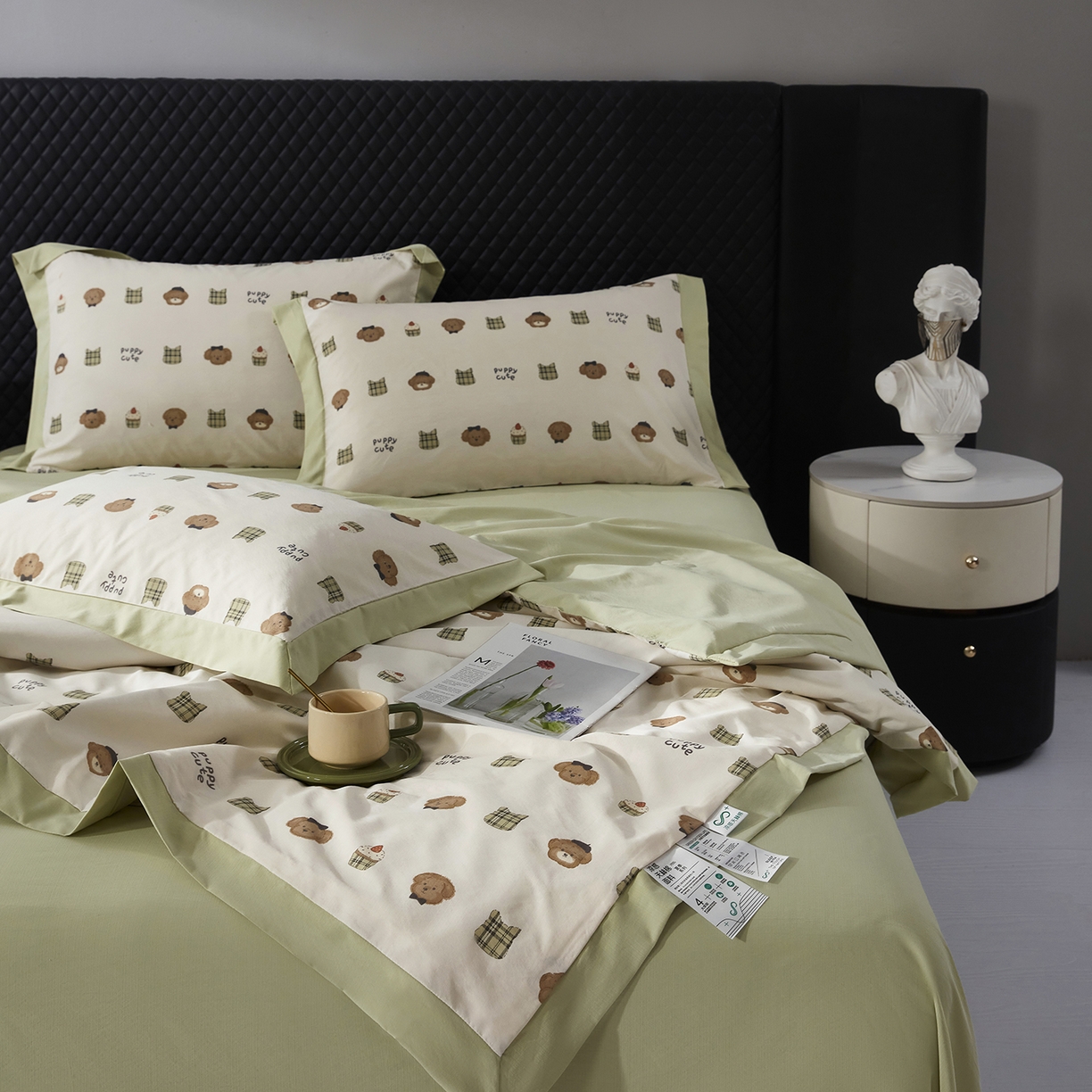 91家纺网 家纺一手货源 找家纺 网客家纺 2026新款A类凉感天丝棉夏被四件套 甜点熊