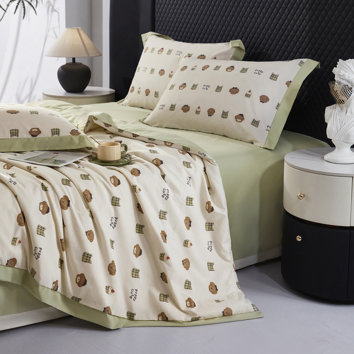 91家纺网 家纺一手货源 找家纺 网客家纺 2026新款A类凉感天丝棉夏被四件套 甜点熊